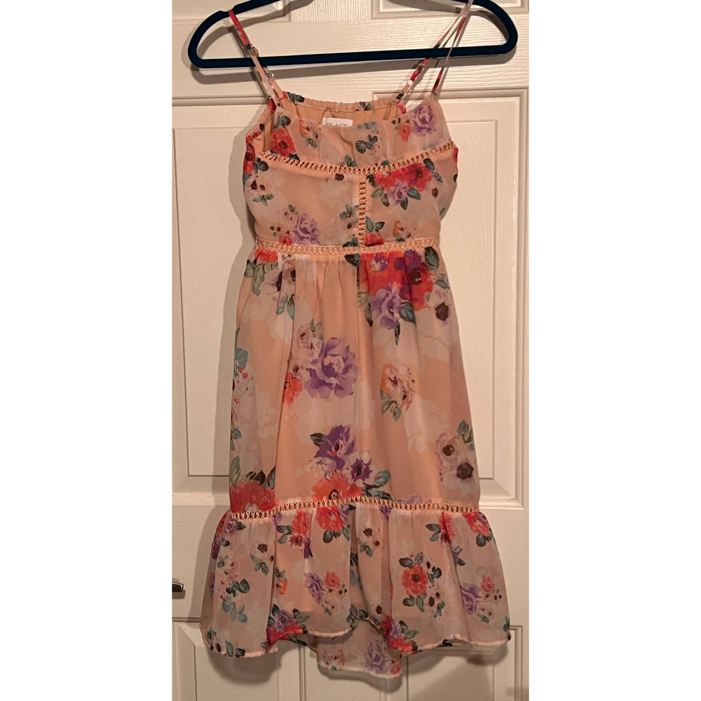 Children's Place Peach Floral Purple Green Pink Size L 10-12 29 1/2" Long x 12"